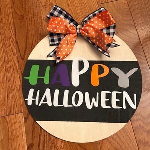 Happy Halloween Wood Sign 12” Round | Rustic Farmhouse Door Hanger Decor